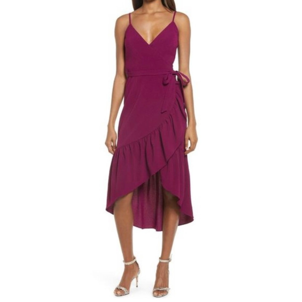 Dress the Population Magenta Wrap Dress